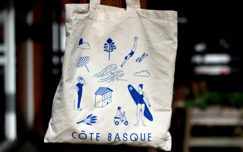 TOTE BAG Côte Basque Jaune Orangé – My Little Pays Basque