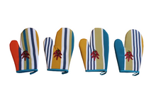 Gants de cuisine en coton avec broderie piments rouge et lien d'accrochage 