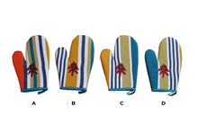 Gants cuisine coton basque avec lien accrochage, rangement mural pratique