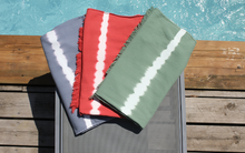 Lot 3 foutas colorées rayures ton sur ton bleu vert orange, pack plage familial basque