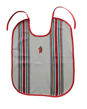 Bavoir adulte grande taille avec motif piments, rayures et couleurs basques