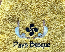 Essuie-main rond en éponge jaune avec broderie, absorbant cuisine Biarritz