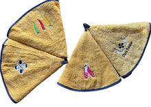 Lot essuie-mains ronds éponge avec broderies, pack broderie