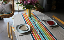 Nappe enduite rectangulaire rayures basques multicolore