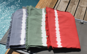 FOUTAS À FRANGES - Tie & Dye - rouge brique