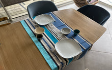 chemin de table bleu milady vue du haut 