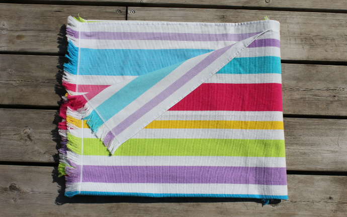 FOUTA 2 PERSONNES - Rayures multicolores claires