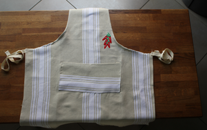 TABLIER "BEIGE" Metis - Rayures blanches